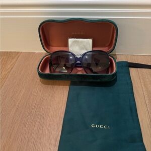 Gucci Navy Blue Sunglasses with Green Case